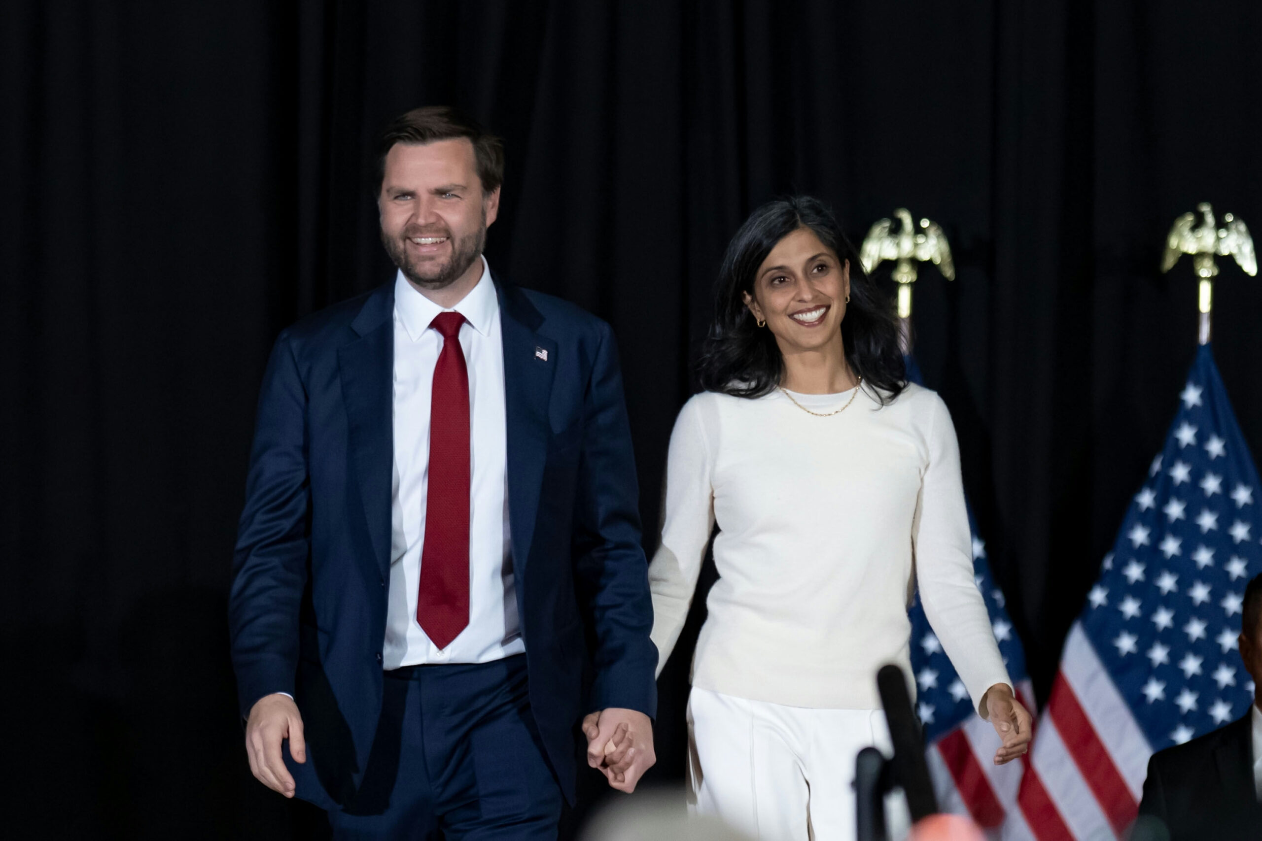 JD Vance, the US Vice President, alongside his wife, Usha Chilukuri Vance