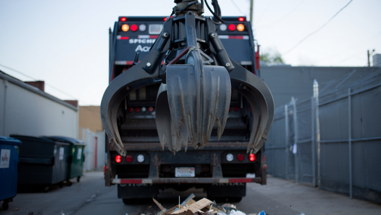 Garbage Claw YANKS Woman Operator DRIVES Away